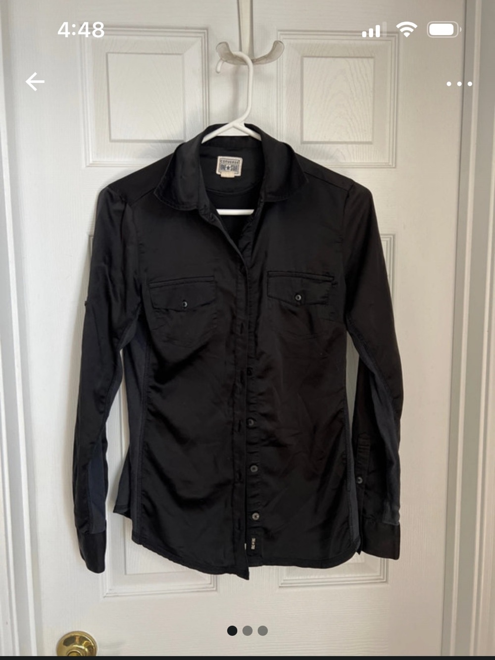 Converse Men’s Black Long-Sleeve Button-Down Shirt